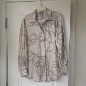 H&M Cream Shirt with Black Geometric Design